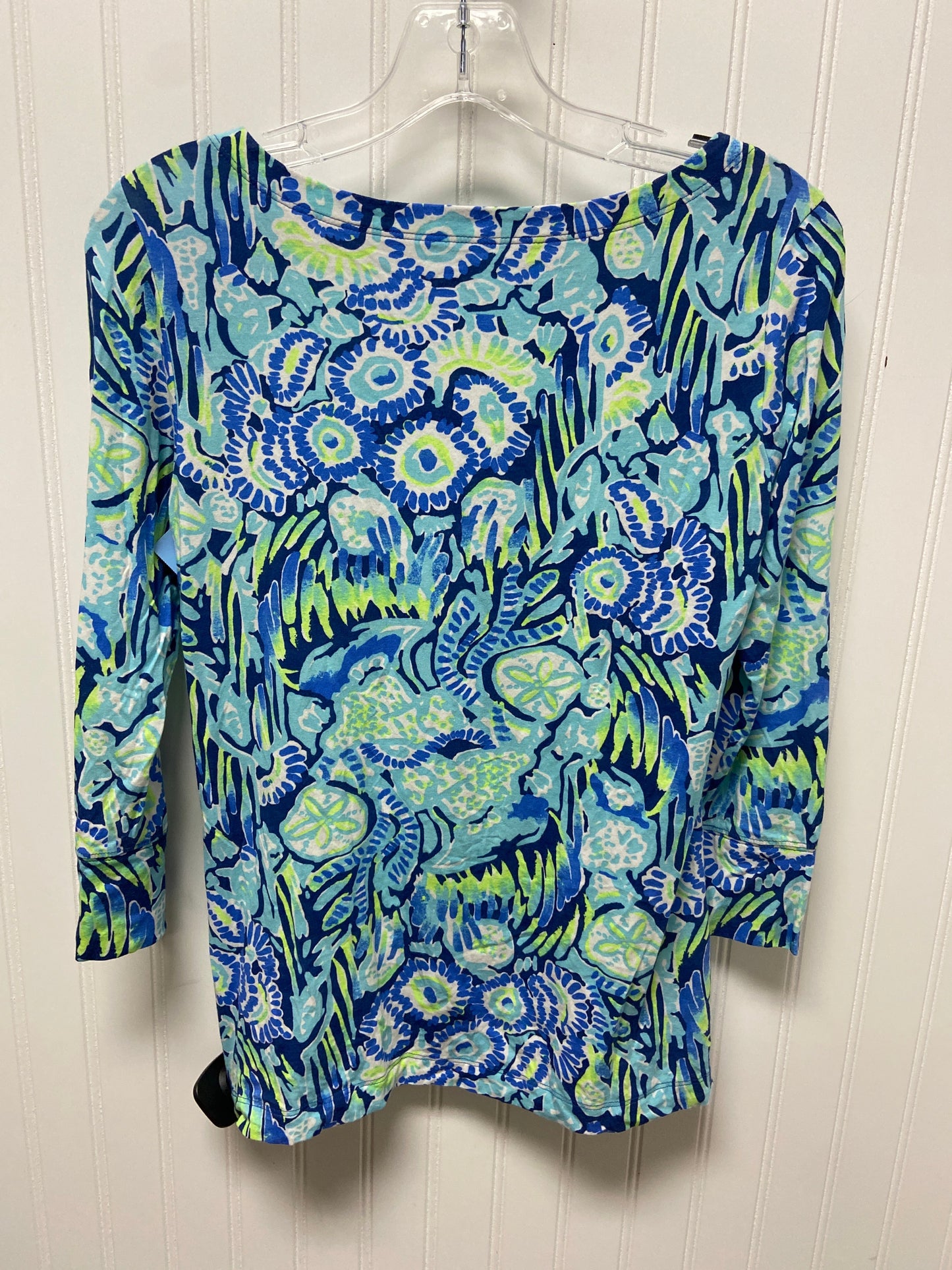 Top 3/4 Sleeve Designer By Lilly Pulitzer In Blue & Green, Size: S