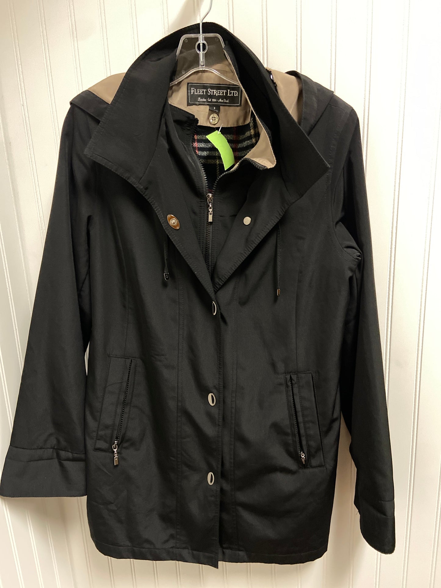 Coat Raincoat By Fleet Street In Black, Size: S