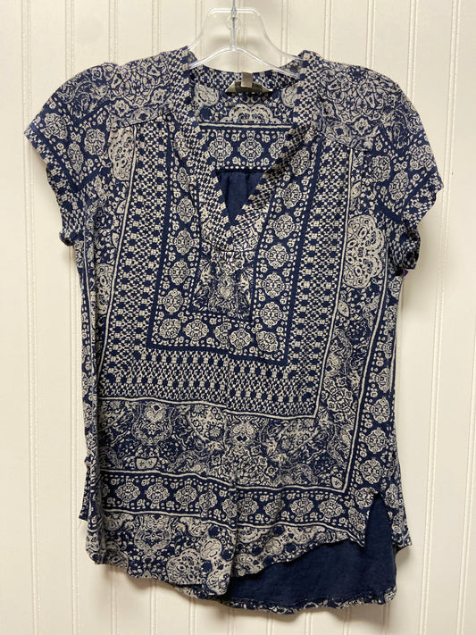 Top Short Sleeve By Lucky Brand In Blue & Grey, Size: S