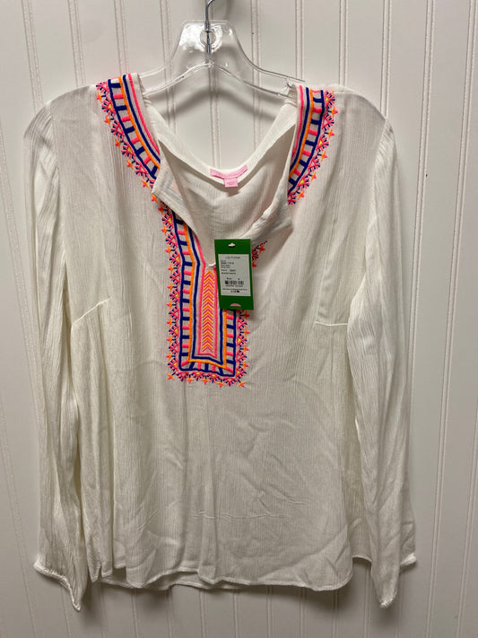 White Top Long Sleeve Designer Lilly Pulitzer, Size S