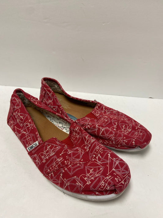 Red & White Shoes Flats Toms, Size 7