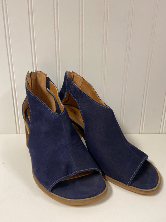 Navy Sandals Heels Block Lucky Brand, Size 7.5