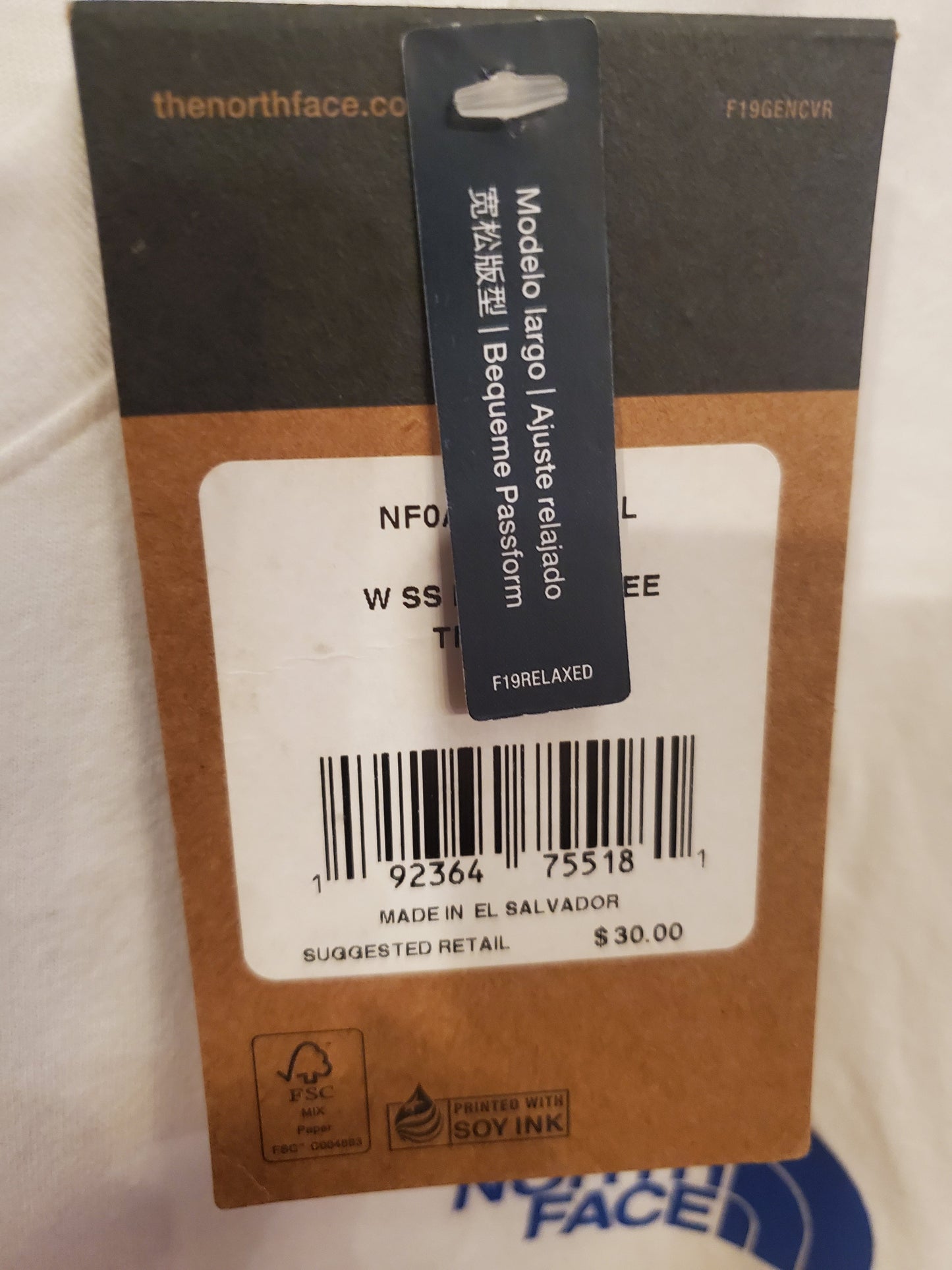 White Top Short Sleeve The North Face, Size L