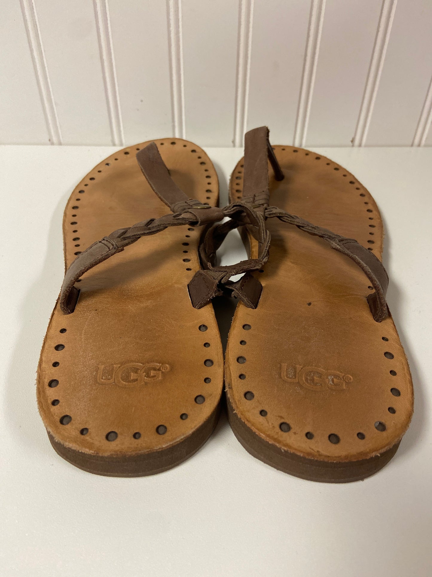 Sandals Designer By Ugg In Brown, Size: 8