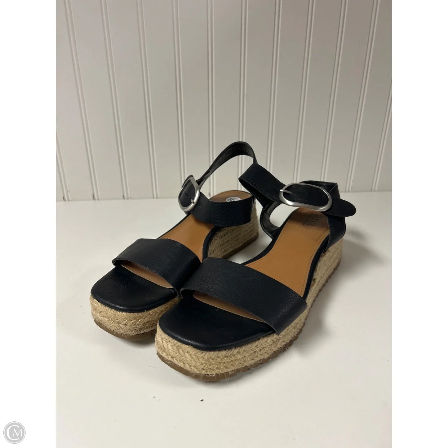 Sandals Heels Platform By Ana In Black & Tan, Size: 8.5