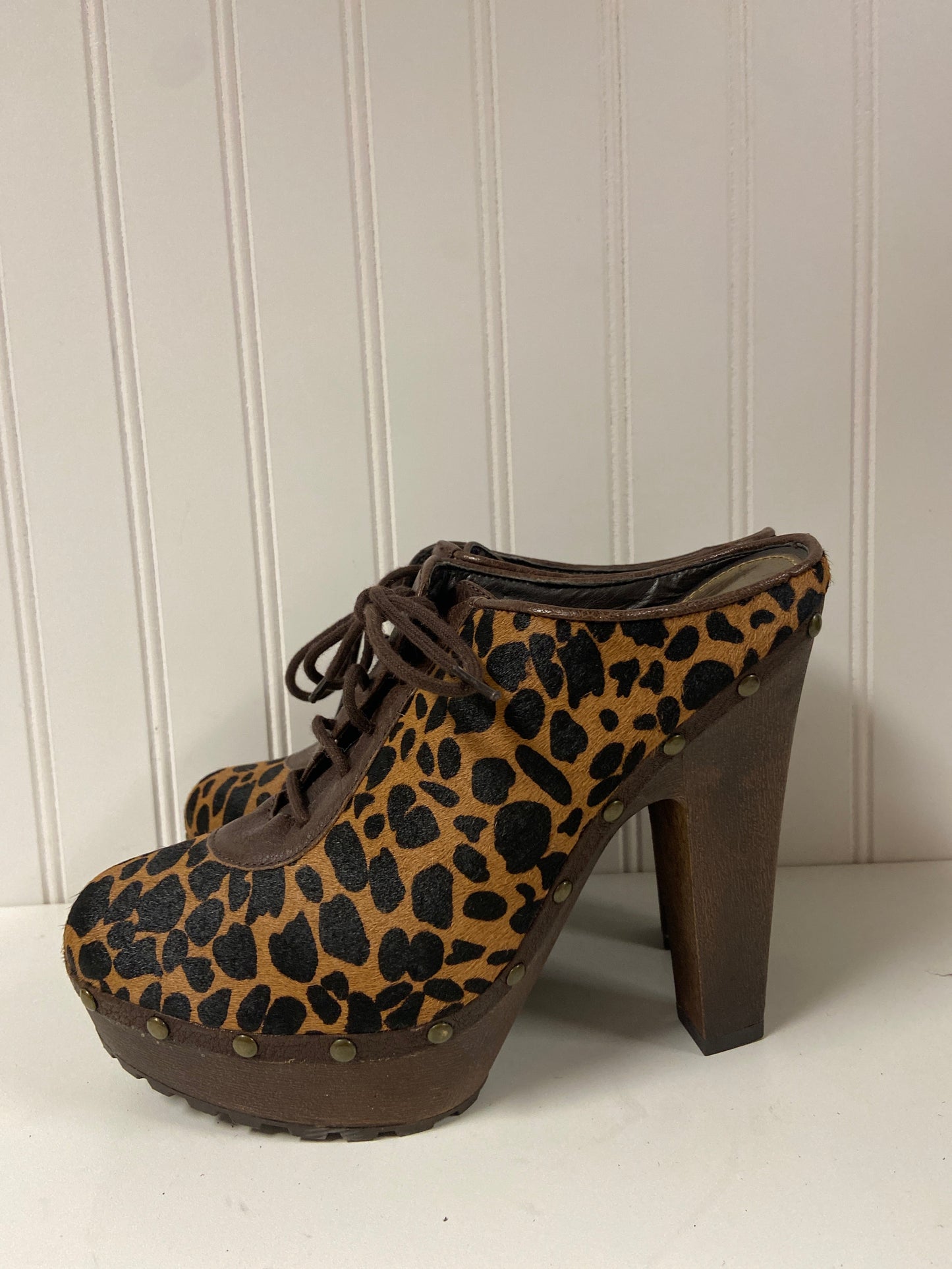 Animal Print Boots Ankle Heels Sam Edelman, Size 9