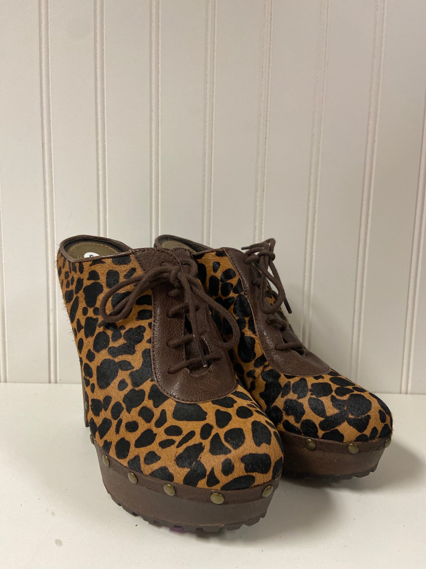 Animal Print Boots Ankle Heels Sam Edelman, Size 9