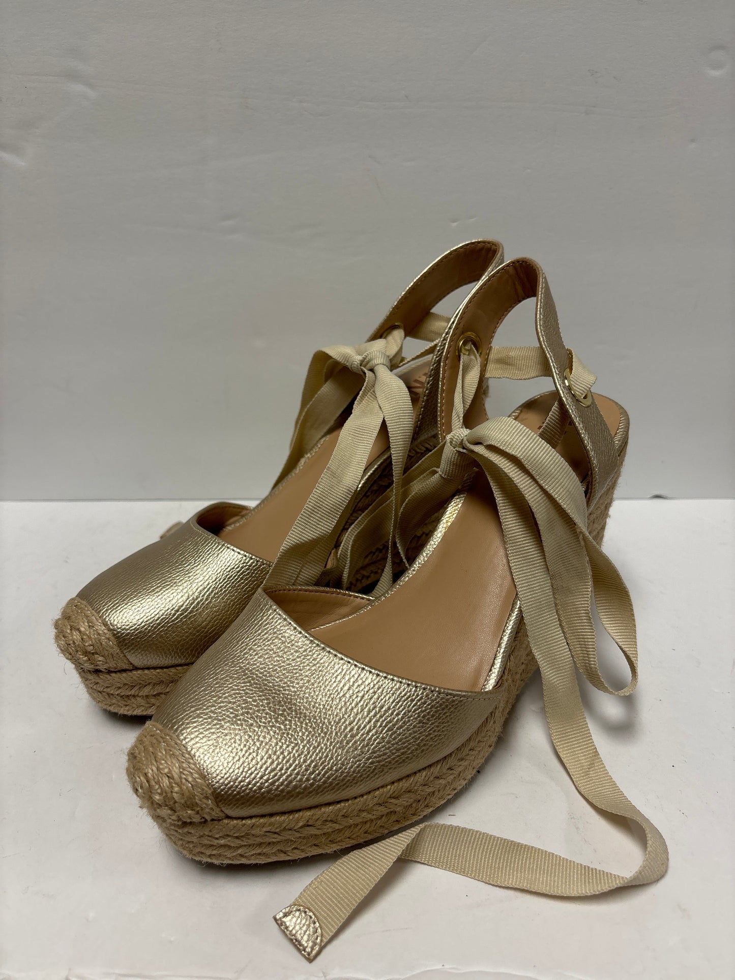 Gold Shoes Heels Wedge Inc, Size 7.5