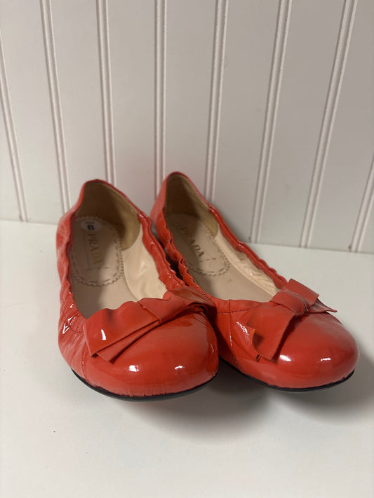 Shoes Luxury Designer By Prada In Coral, Size: 8