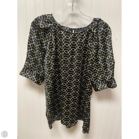 Top Short Sleeve By Worthington In Black & Yellow, Size: Xl