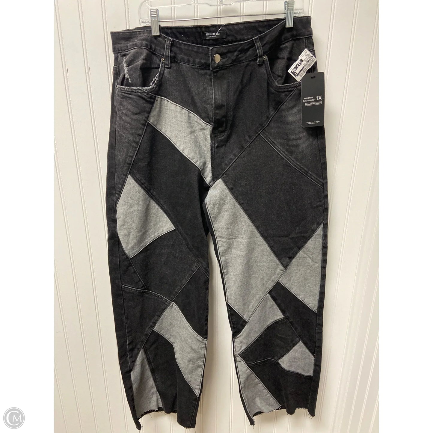 Jeans Wide Leg By Ashley Stewart In Black & Grey, Size: 1x