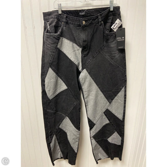 Jeans Wide Leg By Ashley Stewart In Black & Grey, Size: 1x
