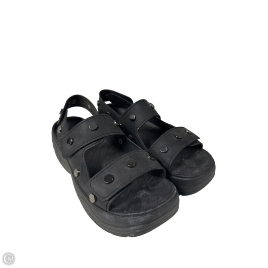 Sandals Heels Platform By Crocs In Black, Size: 9