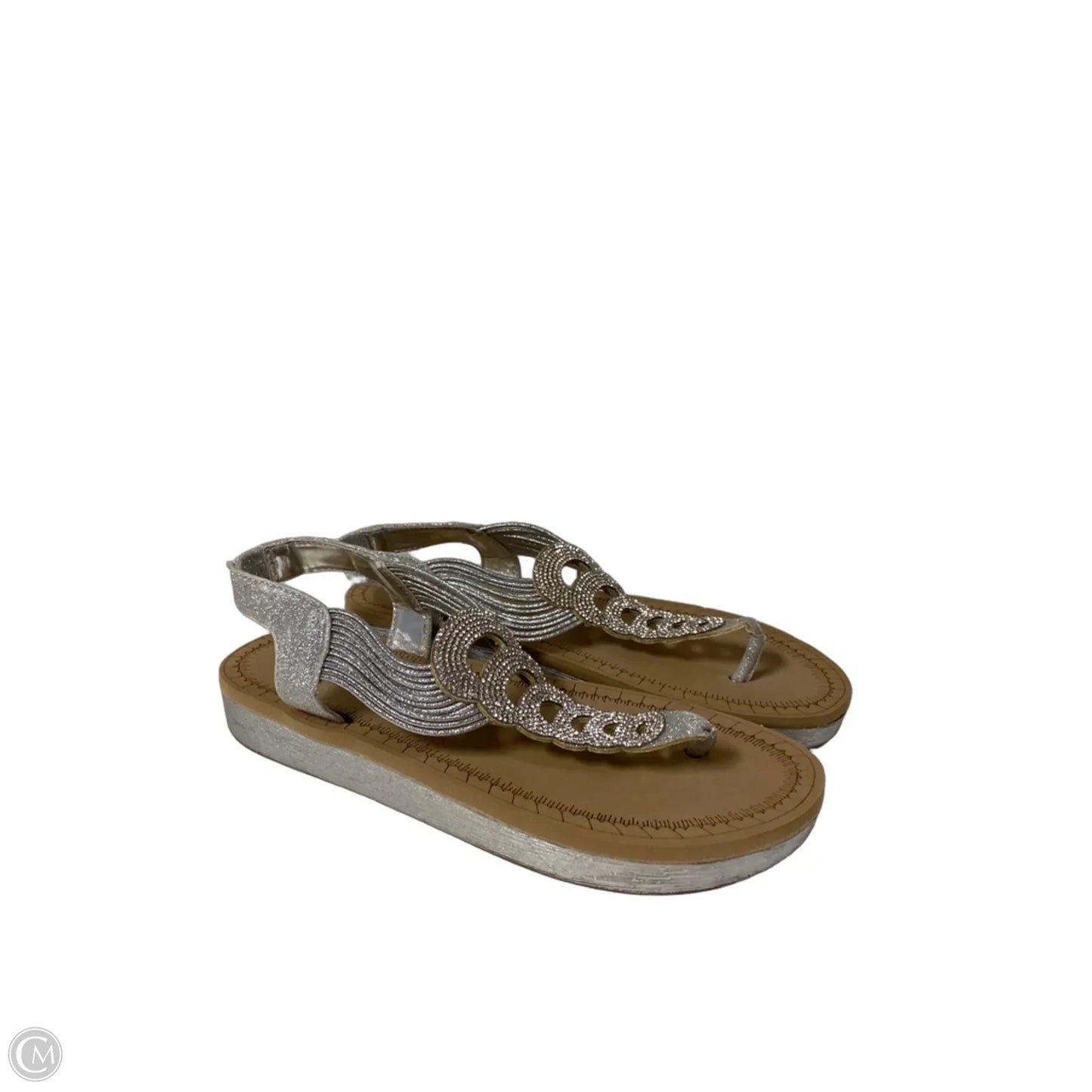 Sandals Flats By Rouge In Silver, Size: 8.5