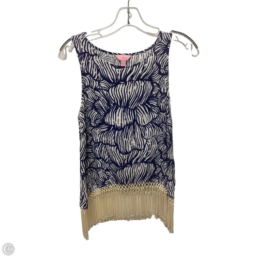 Top Sleeveless Designer By Lilly Pulitzer In Blue & White, Size: S