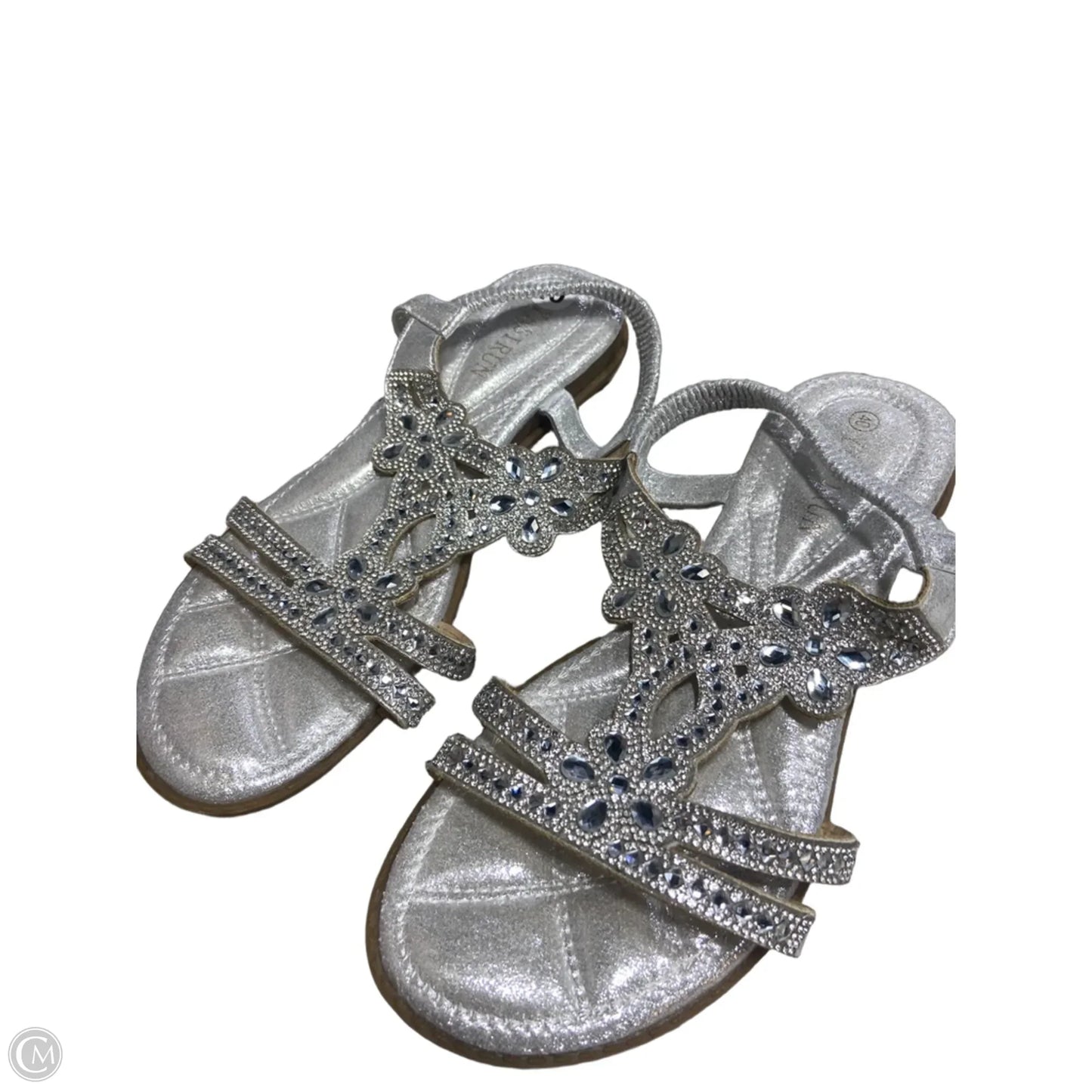 Sandals Flats By Clothes Mentor In Silver, Size: 10