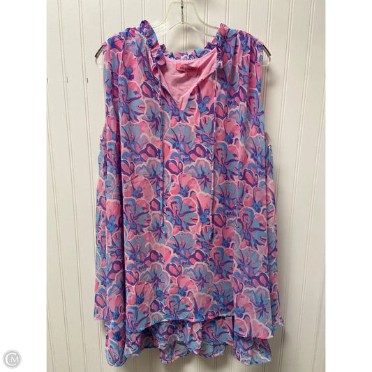 Dress Casual Midi By Simply Southern In Blue & Pink, Size: L