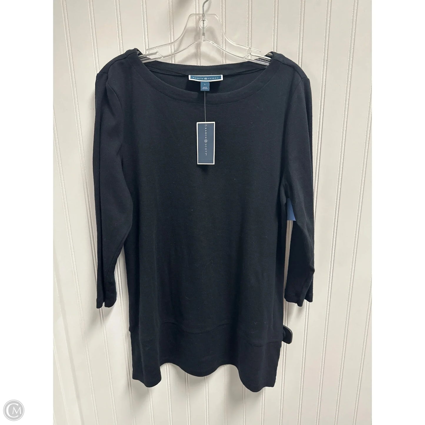 Top Long Sleeve By Karen Scott In Black, Size: L