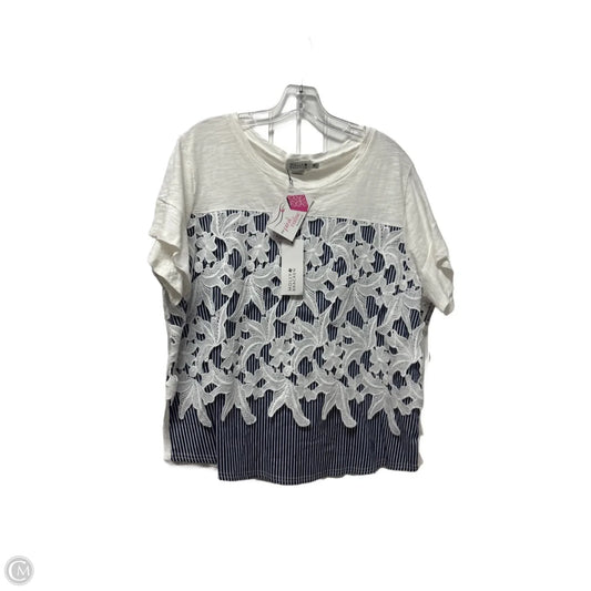 Top Short Sleeve By Molly Bracken In Blue & White, Size: Xl
