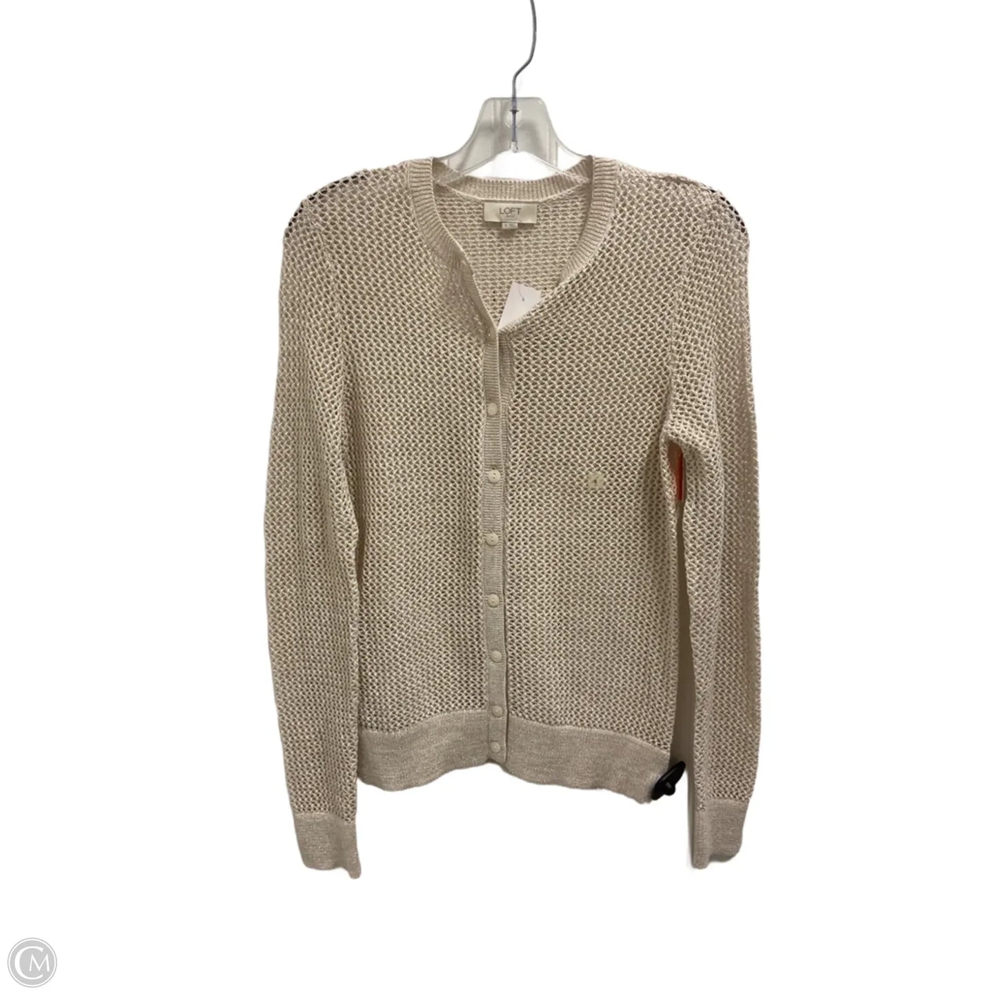 Sweater Cardigan By Loft In Beige, Size: S