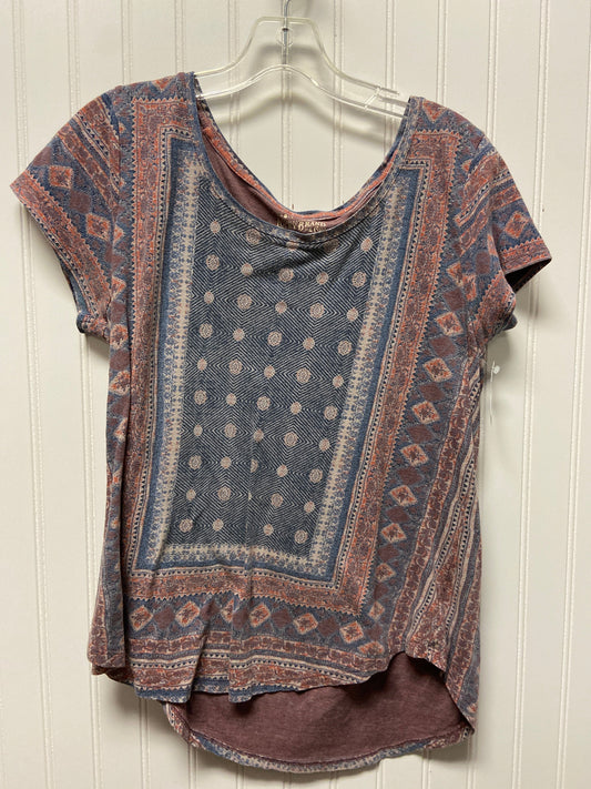 Top Short Sleeve By Lucky Brand In Navy, Size: L