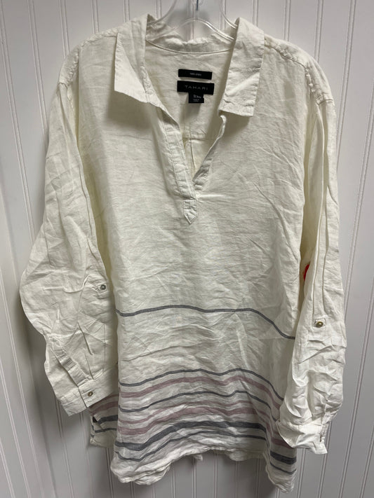 Top Long Sleeve By Tahari By Arthur Levine In Cream, Size: 2x