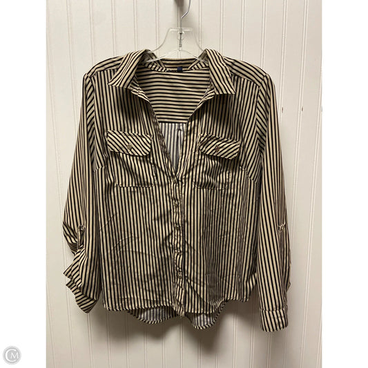 Top Long Sleeve By Adrienne Vittadini In Striped Pattern, Size: M