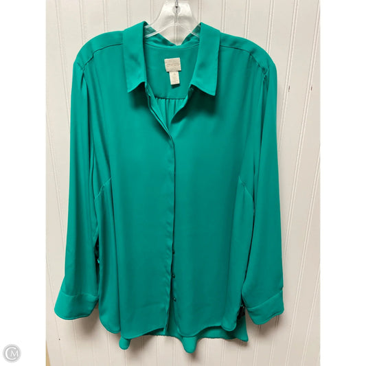Blouse Long Sleeve By Chicos In Green, Size: 2x