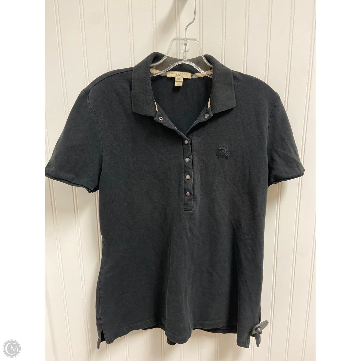 Top Short Sleeve Luxury Designer By Burberry In Black, Size: Xl