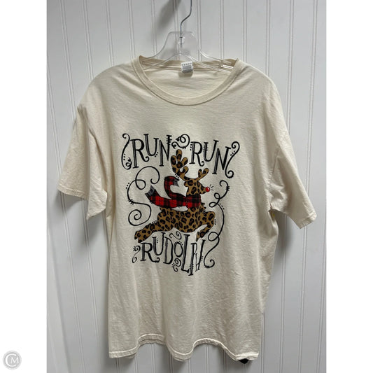 Top Short Sleeve Basic By Fruit Of The Loom In Cream, Size: L