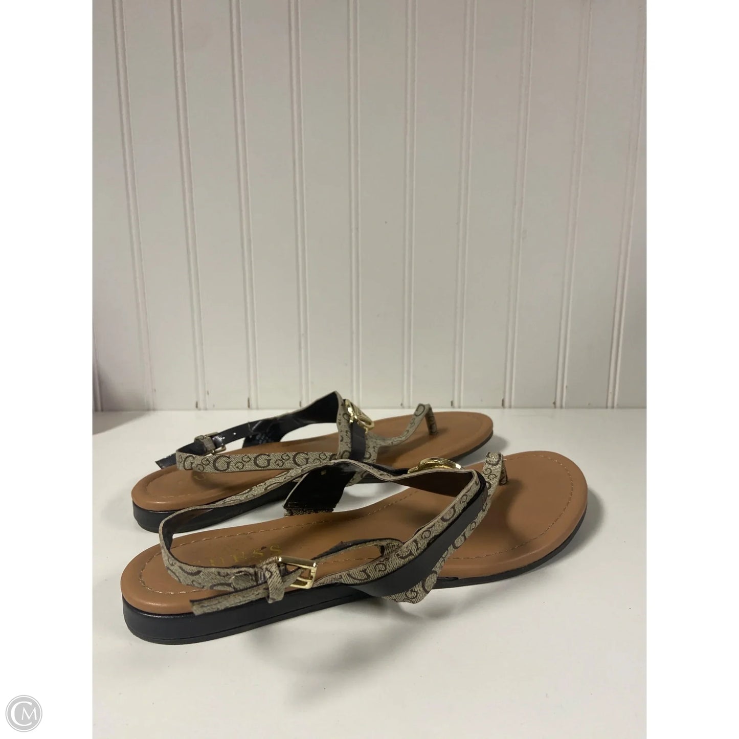 Sandals Flats By Guess In Tan, Size: 9.5