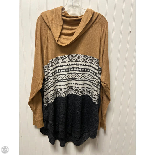 Top Long Sleeve By Maurices In Brown & Grey, Size: 2x
