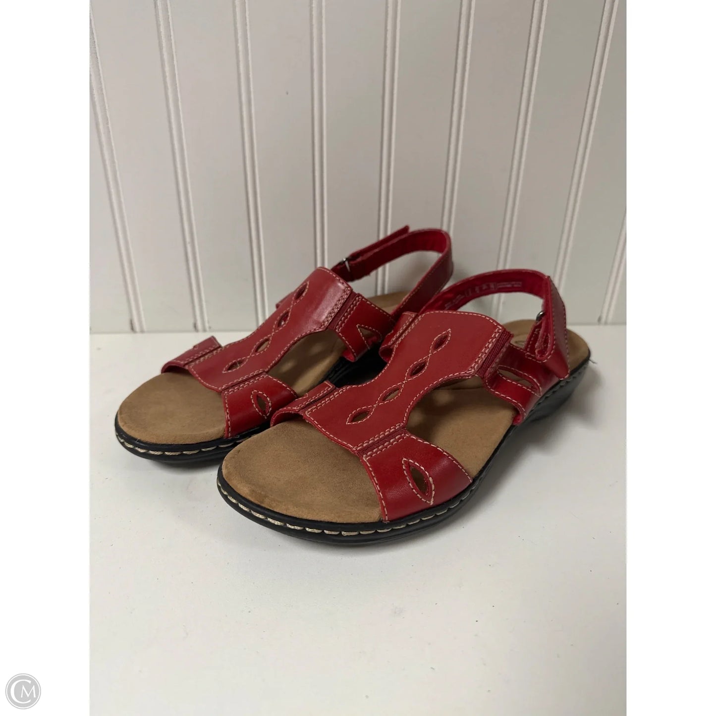 Sandals Flats By Clarks In Red, Size: 8.5