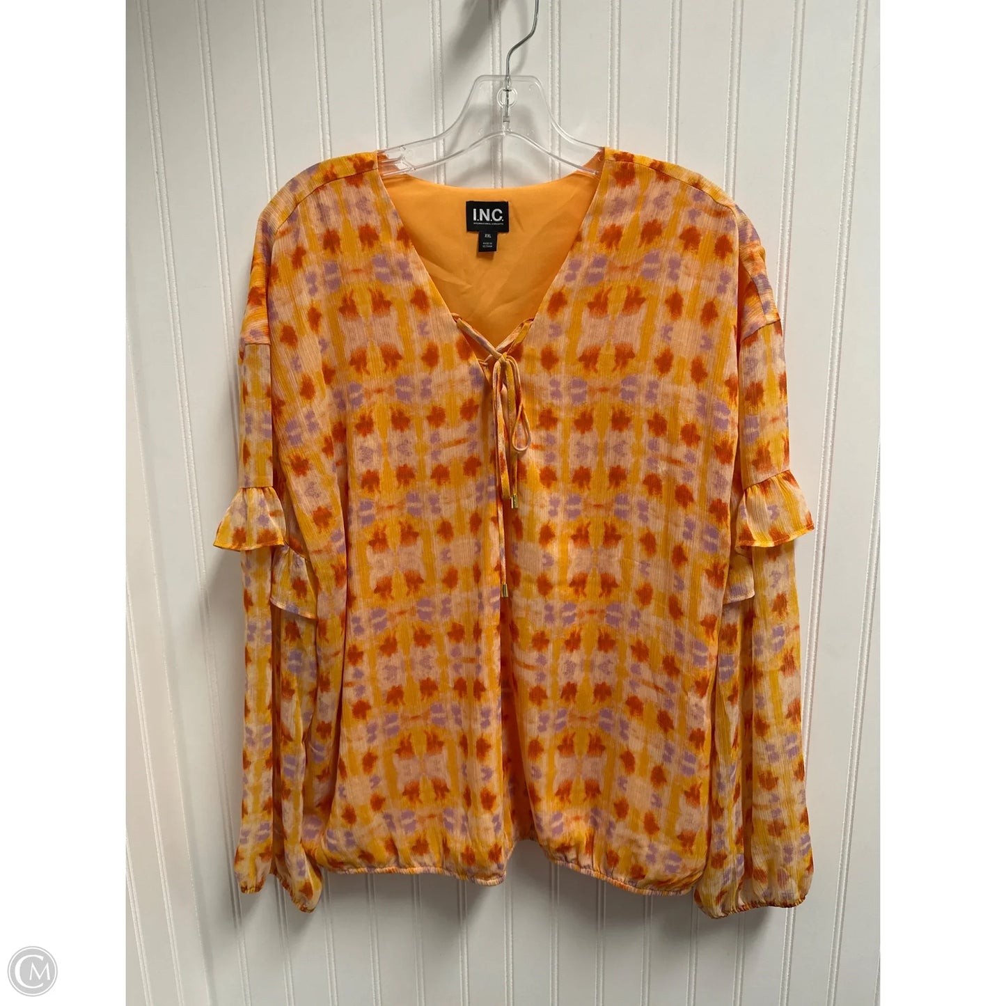 Top Long Sleeve By Inc In Orange, Size: 1x