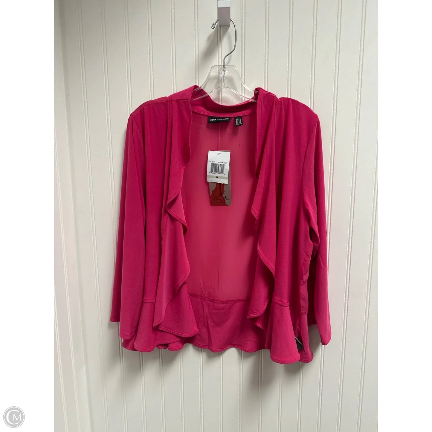 Cardigan By Nina Leonard In Pink, Size: 1x