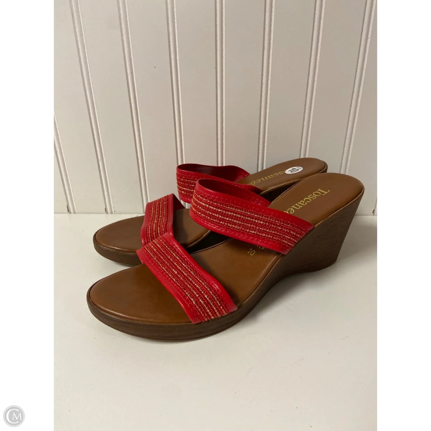 Sandals Heels Wedge By Toscanella In Red, Size: 10