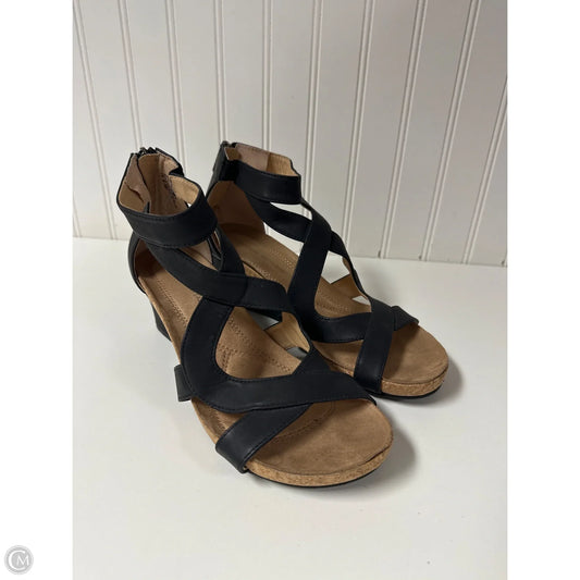 Sandals Heels Wedge By Adrienne Vittadini In Black, Size: 8.5