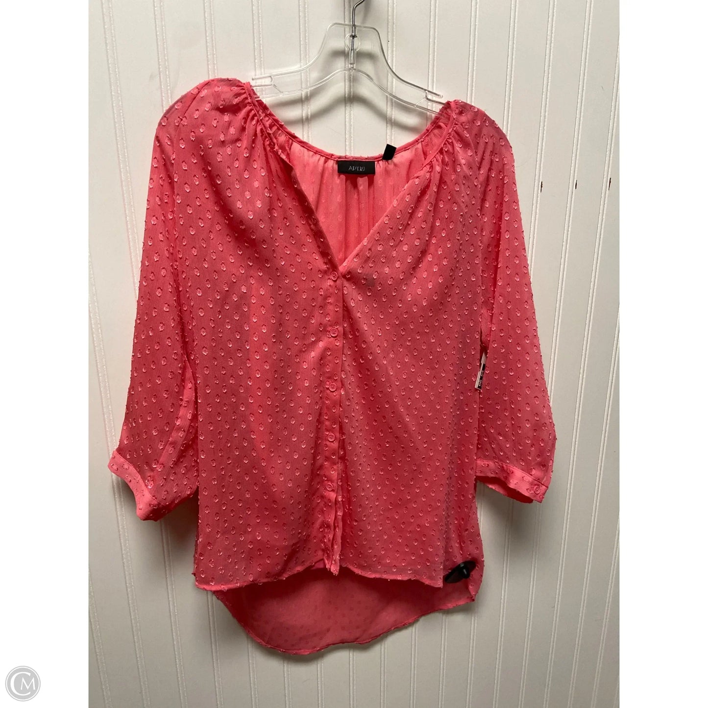 Top Long Sleeve By Apt 9 In Pink, Size: Lp