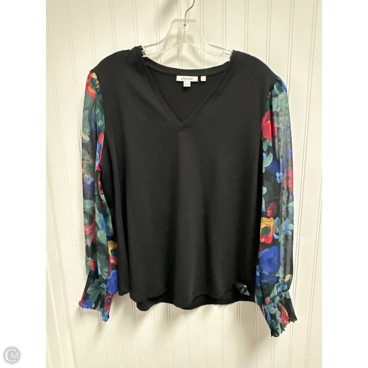 Top Long Sleeve By Chicos In Black, Size: L