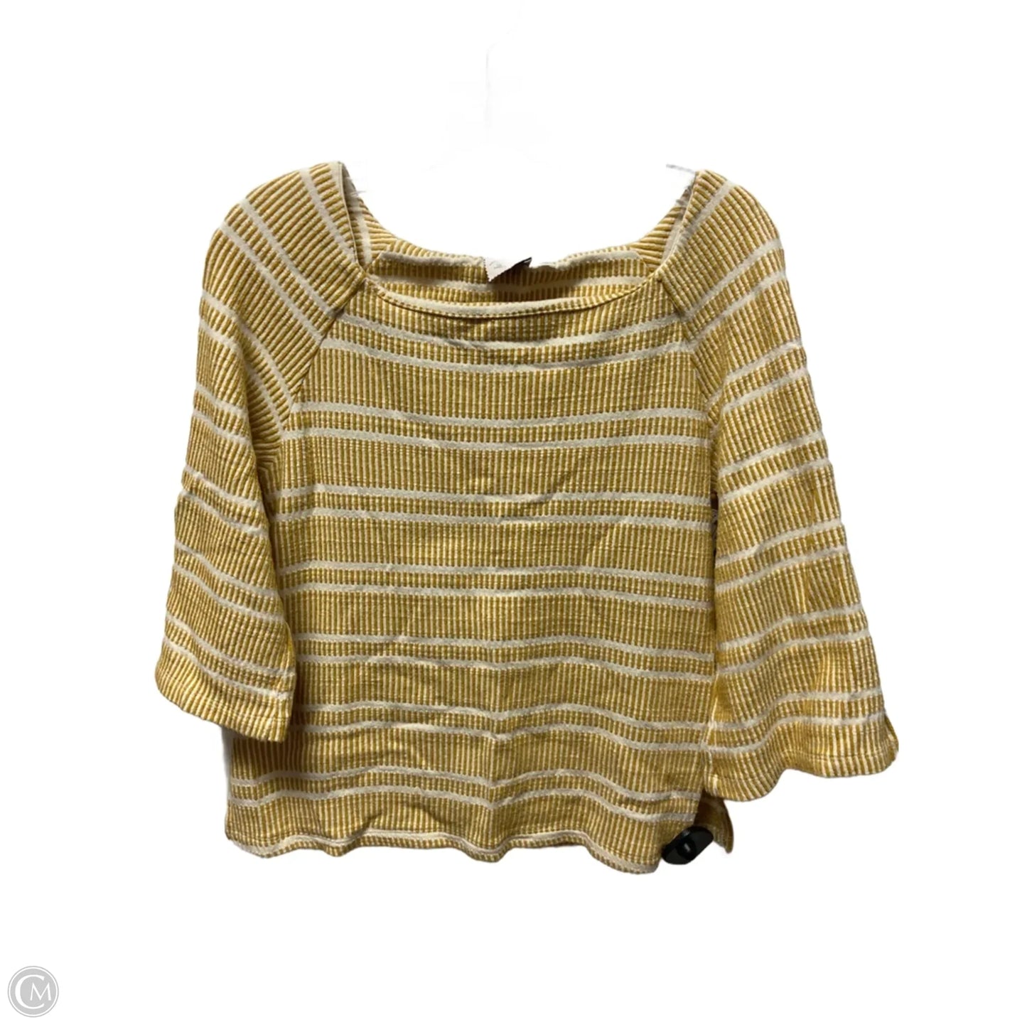 Top 3/4 Sleeve By Clothes Mentor In White & Yellow, Size: Xs