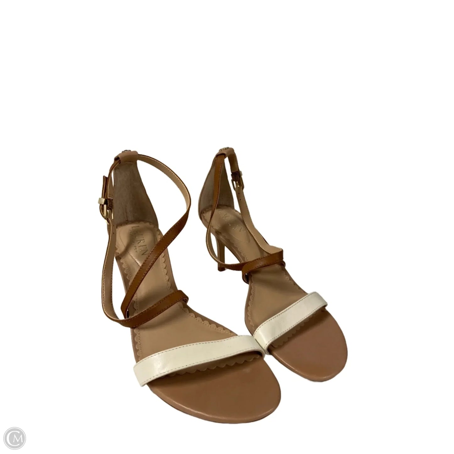 Sandals Heels Kitten By Lauren By Ralph Lauren In Tan, Size: 7.5