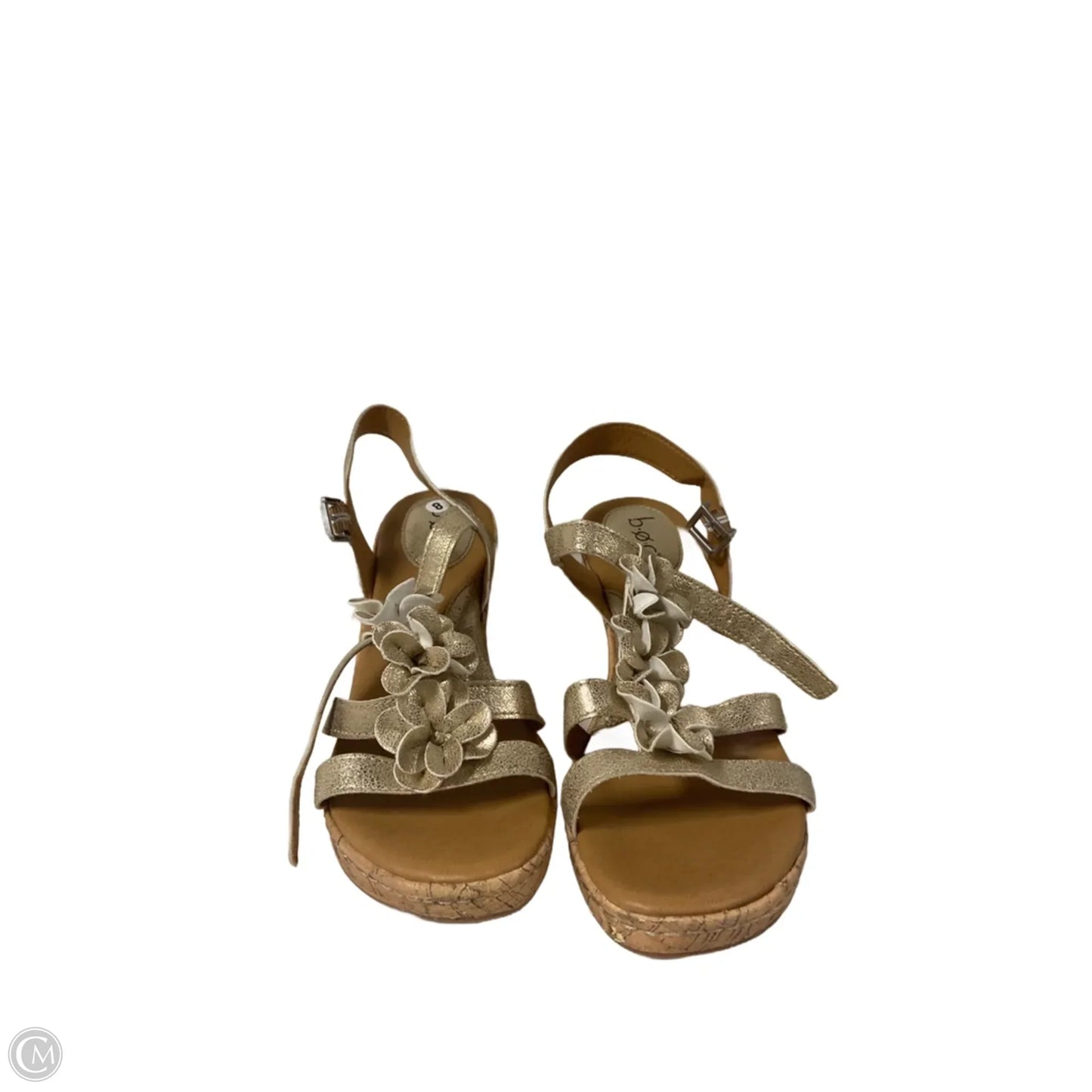 Sandals Heels Wedge By Boc In Gold, Size: 8