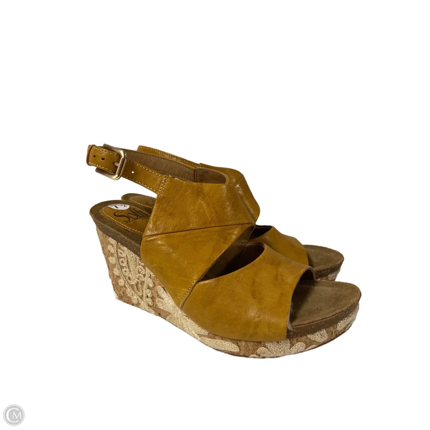 Sandals Heels Wedge By Sofft In Yellow, Size: 7.5
