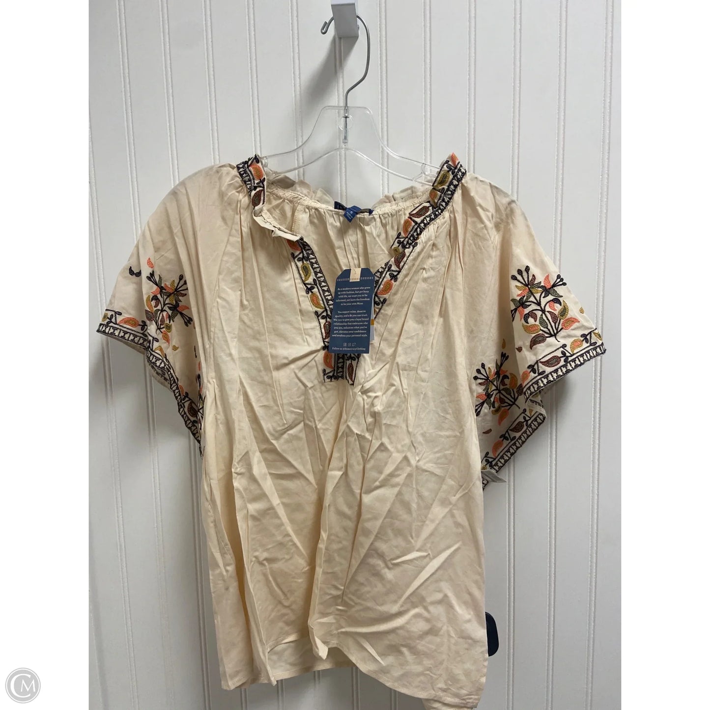 Top Short Sleeve By Democracy In Beige, Size: S