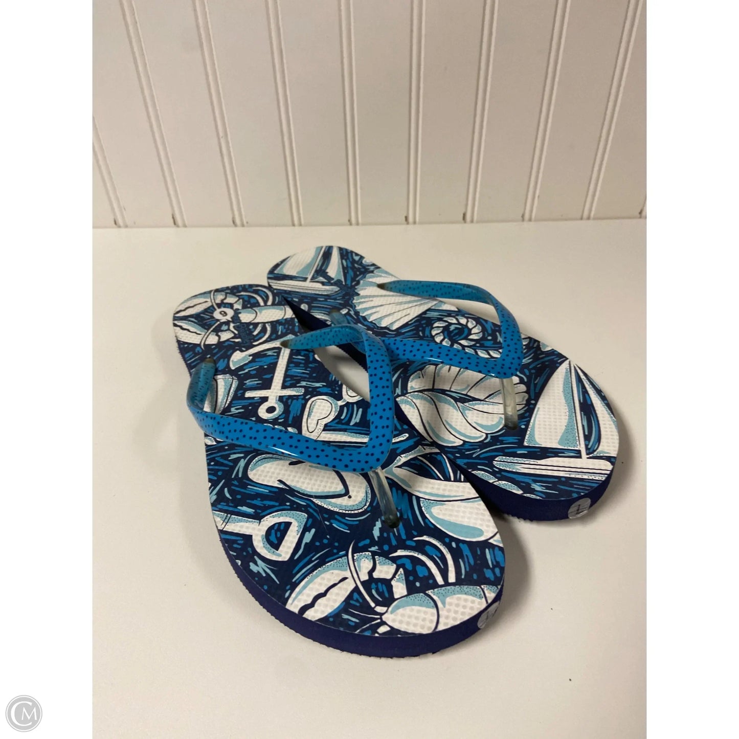 Sandals Flip Flops By Vera Bradley In Blue & White, Size: 9