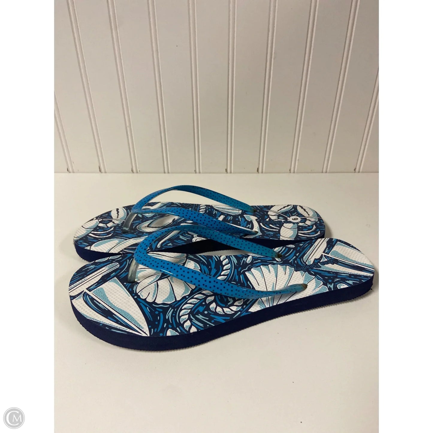 Sandals Flip Flops By Vera Bradley In Blue & White, Size: 9