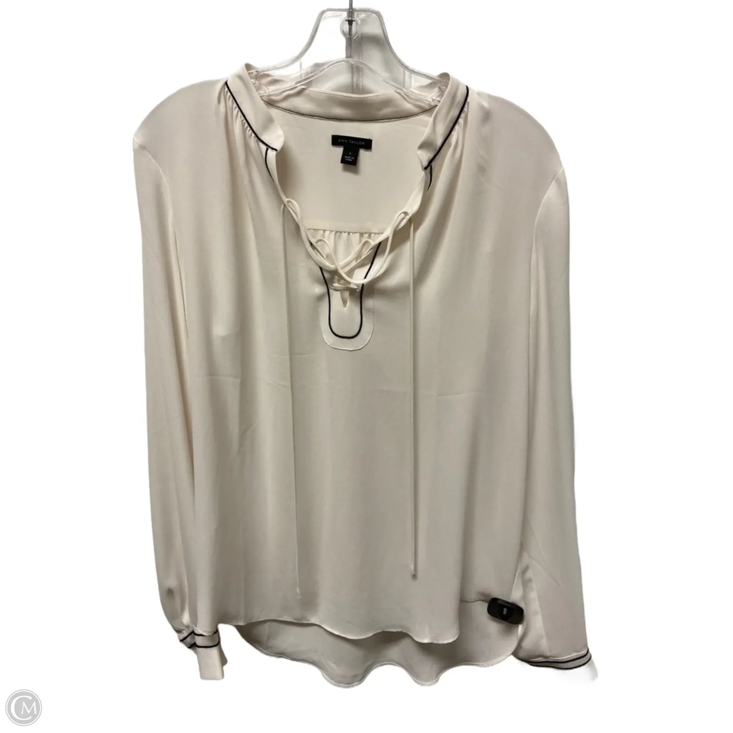 Top Long Sleeve By Ann Taylor In Black & White, Size: S