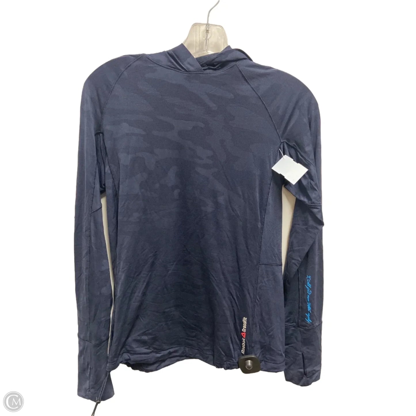 Athletic Top Long Sleeve Hoodie By Reebok In Blue, Size: S