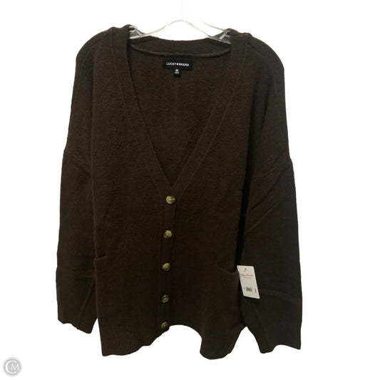 Sweater Cardigan By Lucky Brand In Brown, Size: Xxl