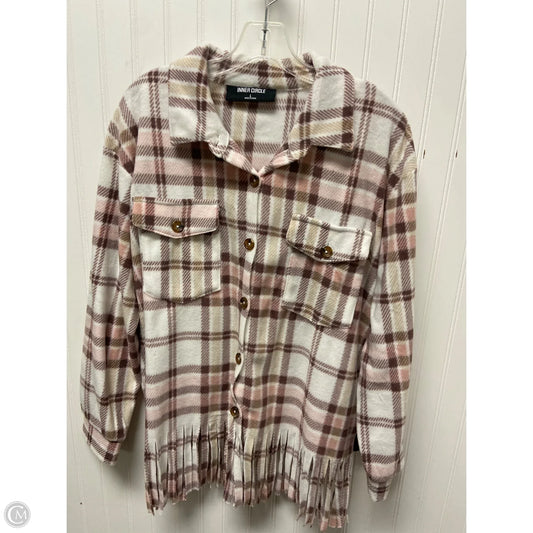 Jacket Fleece By Clothes Mentor In Pink & White, Size: L